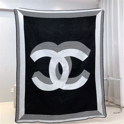 black chanel throw blanket|chanel logo throw blanket.